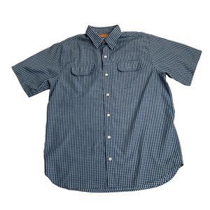 U.S. Expedition Mens Blue Plaid XL Shirt Button Front Short Sleeve With Pockets